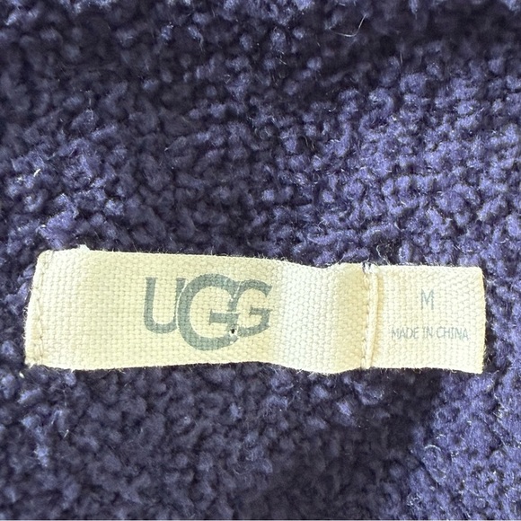 UGG Blue w White Stripes Soft Plush Mock Neck Sweater Size M - Picture 7 of 8